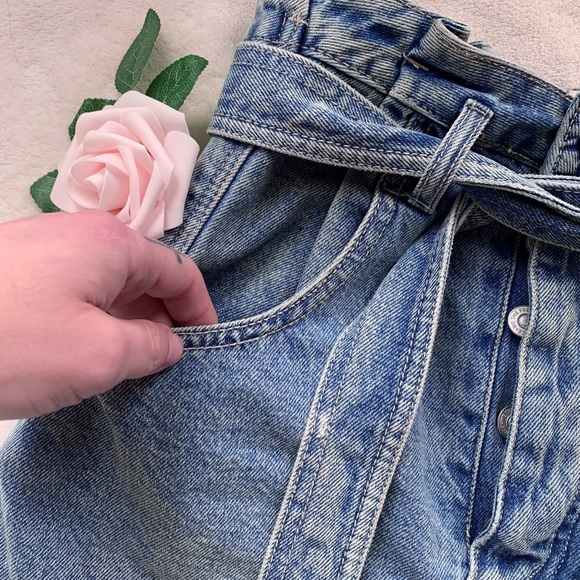 We The Free East of Eden Paperbag Belted Denim Skirt - Picture 5 of 7